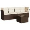 vidaXL Salon de jardin avec coussins 5 pcs marron r&eacute;sine tress&eacute;e