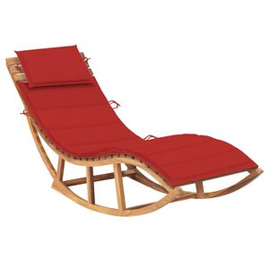 vidaXL Chaise longue &agrave; bascule avec coussin Bois de teck solide