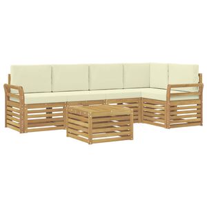 vidaXL Ensemble de canap&eacute;s d'ext&eacute;rieur 6 pc Blanc et cr&egrave;me Polyester