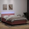 vidaXL Sommier &agrave; lattes de lit avec matelas et LED rose 140x210 cm velours