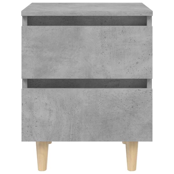 vidaXL Tables de chevet pieds en pin 2 pcs gris b&eacute;ton 40x35x50 cm