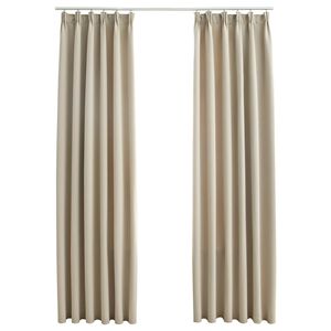 vidaXL Rideaux occultants avec crochets 2 pcs Beige 140x225 cm