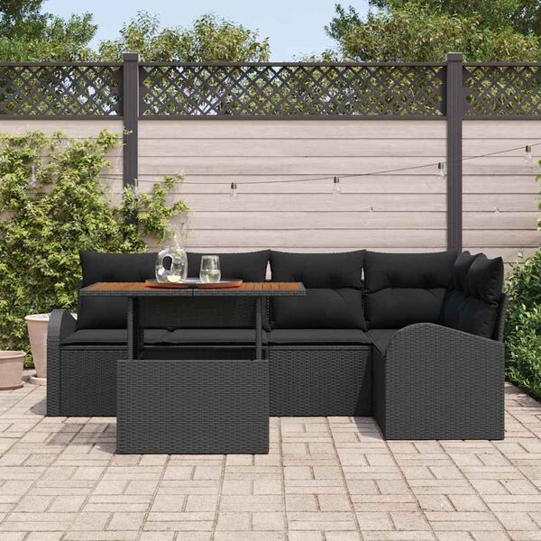 vidaXL Ensemble de canap&eacute; de jardin avec coussin 6 pcs Noir