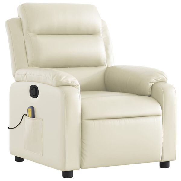 vidaXL Fauteuil de massage inclinable cr&egrave;me similicuir
