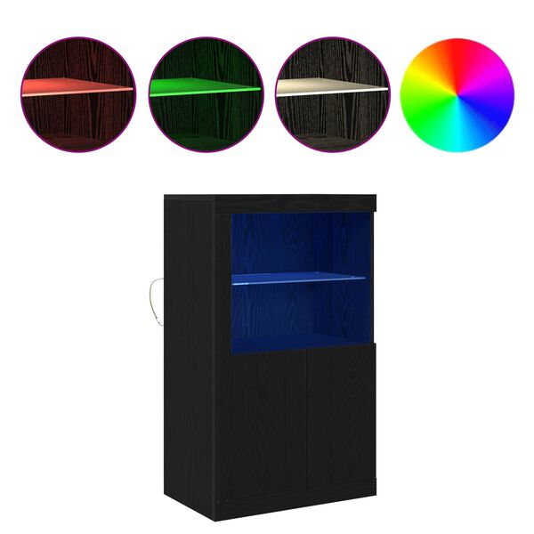 vidaXL Meuble d'appoint Ch&ecirc;ne noir 60,5 x 37 x 100 cm