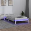 vidaXL Cadre de lit &agrave; LED sans matelas blanc 90x200 cm bois massif