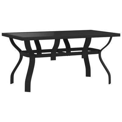 vidaXL Table de jardin Noir 140x70x70 cm Acier et verre