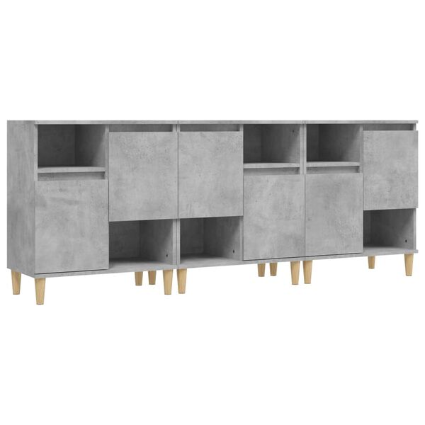 vidaXL Buffets 3 pcs gris b&eacute;ton 60x35x70 cm bois d'ing&eacute;nierie