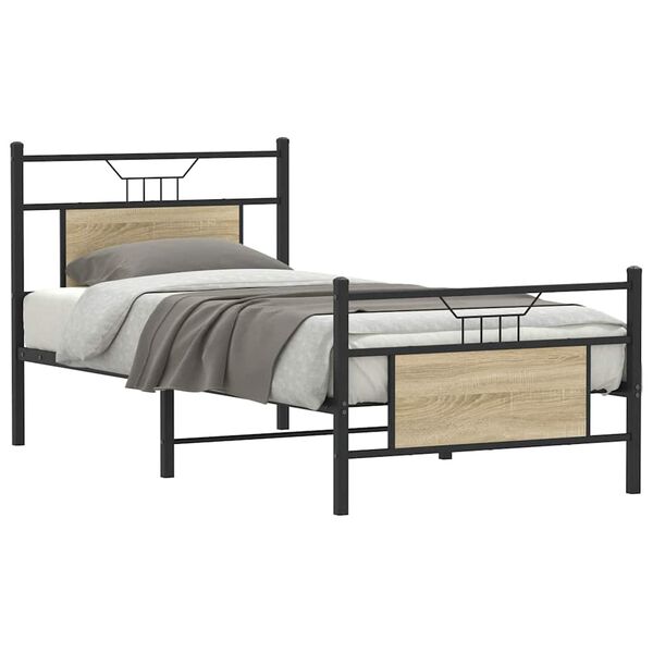 vidaXL Cadre de lit sans matelas ch&ecirc;ne sonoma 90x200 cm