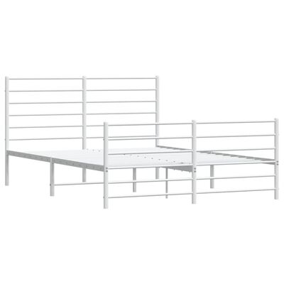 vidaXL Cadre de lit métal sans matelas et pied de lit blanc 120x190 cm