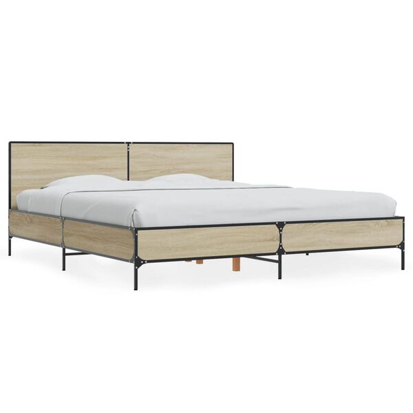 vidaXL Cadre de lit sans matelas ch&ecirc;ne sonoma 200x200 cm