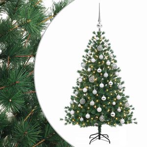 vidaXL Sapin de No&euml;l artificiel avec boules 150 cm 150 LED Blanc chaud