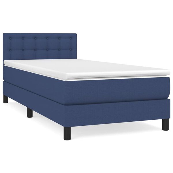 vidaXL Sommier &agrave; lattes de lit avec matelas Bleu 80x200 cm Tissu