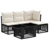 vidaXL Ensemble de canap&eacute; de jardin 5 pc Noir polyrotin