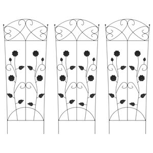 vidaXL Cl&ocirc;ture de jardin 3 pc Noir 110,5 x 42,5 cm Acier