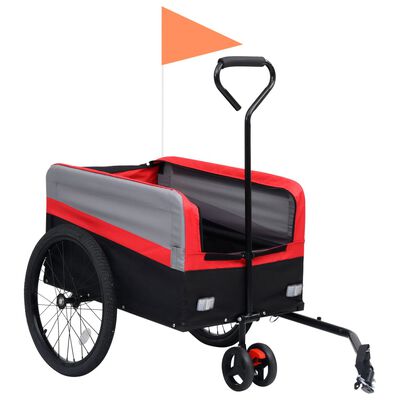 vidaXL Remorque de vélo pour chiens XXL 2 en 1 chariot rouge gris noir