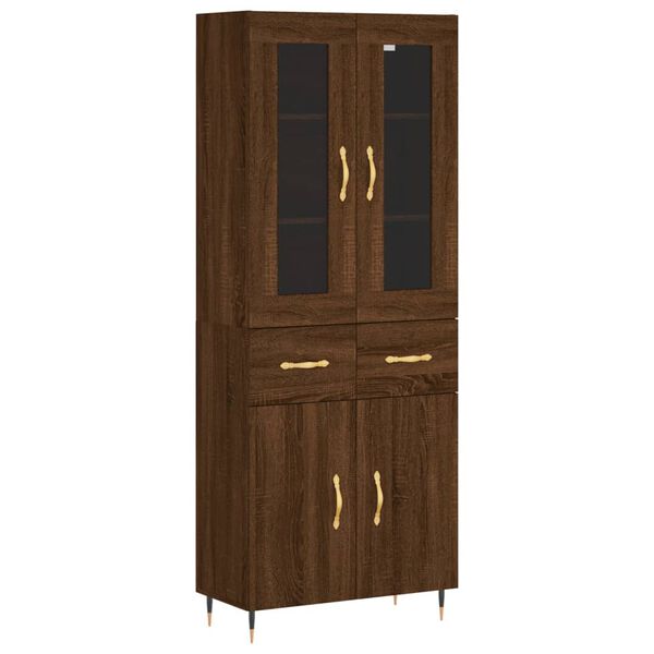 vidaXL Buffet haut Ch&ecirc;ne marron 69,5x34x180 cm Bois d'ing&eacute;nierie
