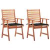 vidaXL Chaises &agrave; manger d'ext&eacute;rieur lot de 2 et coussins Acacia massif