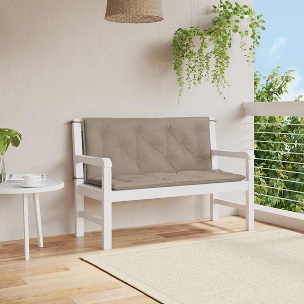 vidaXL Coussin de banc de jardin taupe 120x(50+50)x7 cm tissu oxford