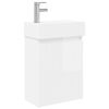vidaXL Meuble de salle de bain avec robinet Blanc brillant