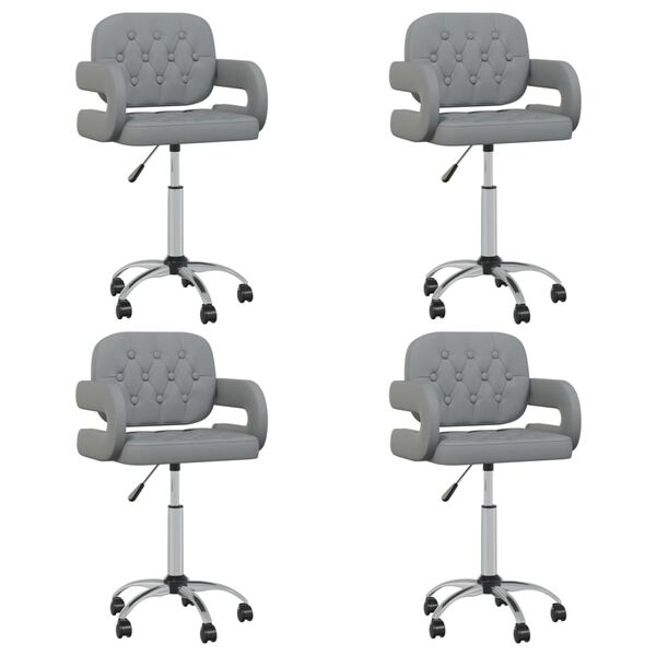 vidaXL Chaises pivotantes &agrave; manger lot de 4 gris similicuir