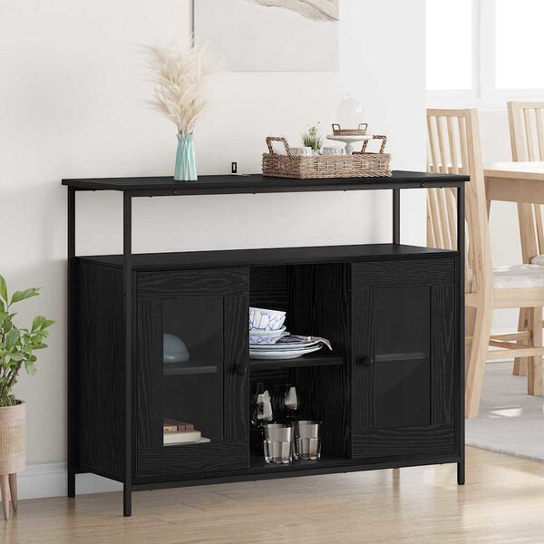 vidaXL Buffet Chêne noir 100 x 35 x 80 cm Bois d'ingénierie