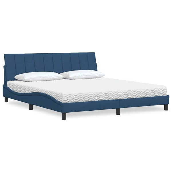 vidaXL Lit avec matelas Hanko bleu 180x200 cm tissu