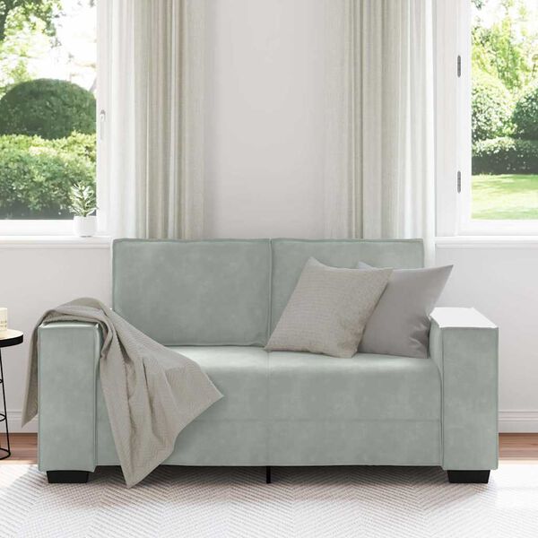 vidaXL Canapé à 2 places Gris clair 120 cm Velours