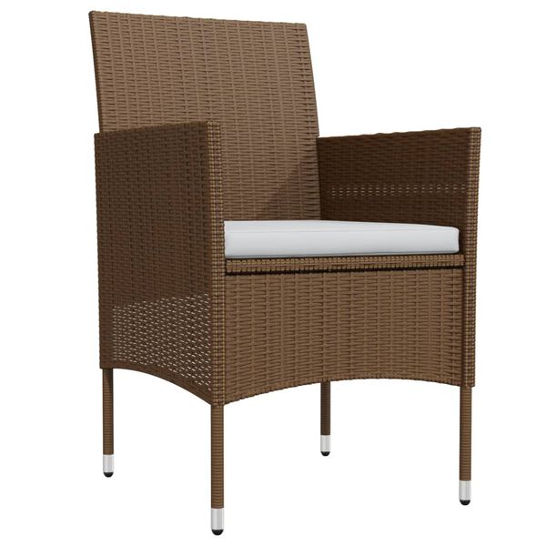 vidaXL Ensemble &agrave; manger de jardin coussins 5 pcs Marron/noir