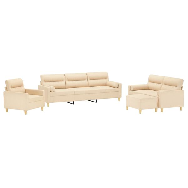 vidaXL Ensemble de canapés 3 pcs coussins décoratifs et coussins Crème
