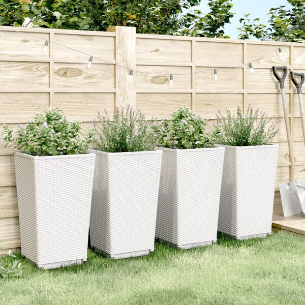 vidaXL Jardini&egrave;res 4 pcs blanc 32,5x32,5x57 cm polypropyl&egrave;ne
