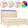 vidaXL Sommier &agrave; lattes de lit matelas et LED Cr&egrave;me 180x200 cm Tissu