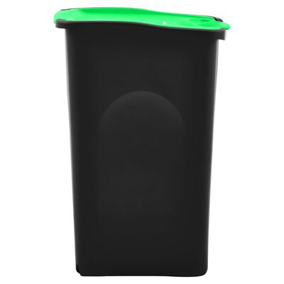 vidaXL Poubelle avec couvercle à charnière 50 L Noir et vert