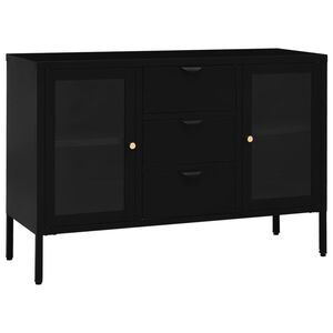 vidaXL Buffet Noir 105x35x70 cm Acier et verre tremp&eacute;