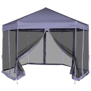 vidaXL Chapiteau hexagonal avec 6 parois latérales 3,6x3,1m Bleu foncé