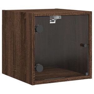 vidaXL Table de chevet avec porte en verre ch&ecirc;ne marron 35x37x35 cm