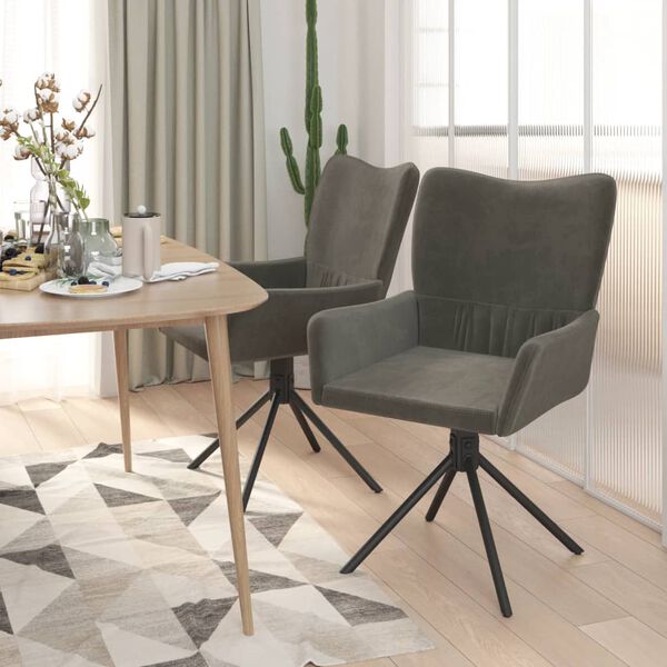 vidaXL Chaises à manger pivotantes lot de 2 gris foncé velours