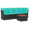 vidaXL Salon de jardin 5 pcs avec coussins noir r&eacute;sine tress&eacute;e