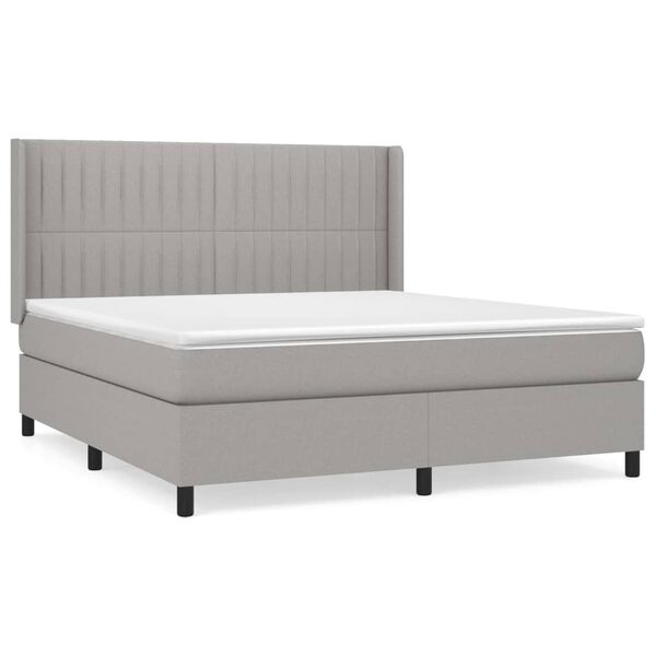 vidaXL Sommier &agrave; lattes de lit avec matelas Gris clair 160x200cm Tissu