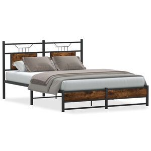 vidaXL Cadre de lit sans matelas ch&ecirc;ne fum&eacute; 137x190 cm bois ing&eacute;nierie