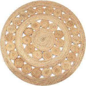 vidaXL Tapis Jute design tress&eacute; 120 cm Rond