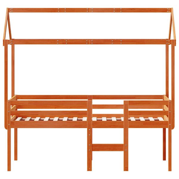 vidaXL Lit haut sans matelas cire marron 75x190 cm bois de pin massif