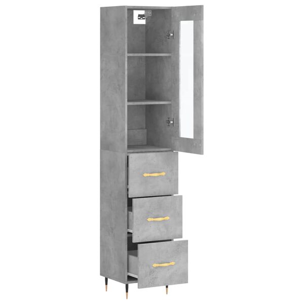 vidaXL Buffet haut Gris b&eacute;ton 34,5x34x180 cm Bois d'ing&eacute;nierie