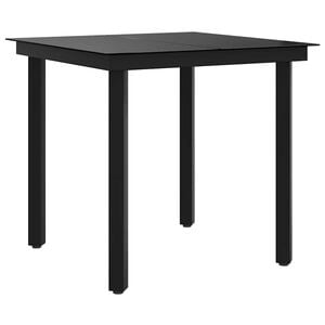 vidaXL Table &agrave; d&icirc;ner de jardin Noir 80x80x74 cm Acier et verre