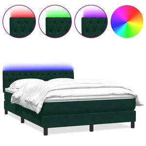 vidaXL Sommier &agrave; lattes de lit et matelas et LED vert fonc&eacute; 160x210cm velours