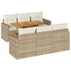 vidaXL Salon de jardin avec coussins 7 pcs beige r&eacute;sine tress&eacute;e acacia