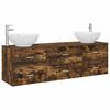 vidaXL Ensemble de mobilier de salle de bain 3 pc Ch&ecirc;ne fum&eacute;