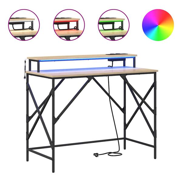 vidaXL Bureau Ch&ecirc;ne Sonoma 100 x 50 x 86,5 cm Bois d'ing&eacute;nierie
