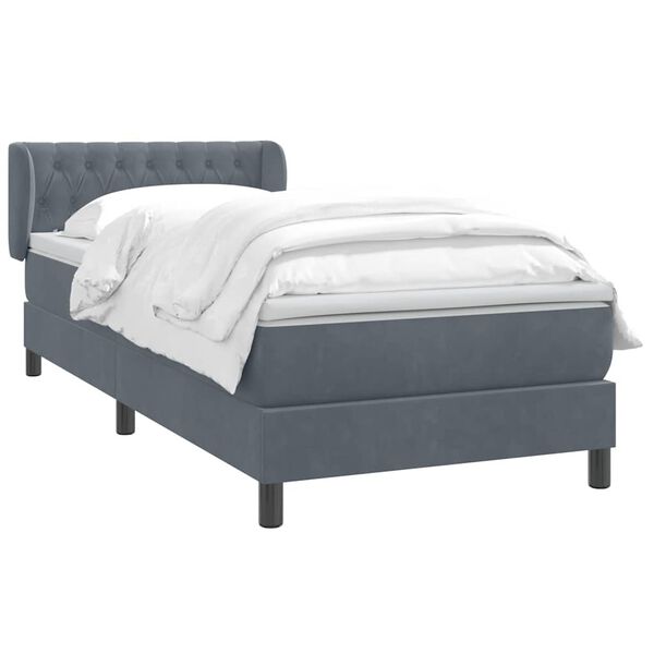 vidaXL Sommier &agrave; lattes de lit et matelas gris fonc&eacute; 100x210cm velours