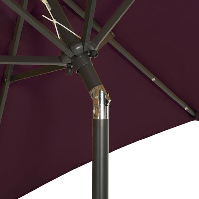 vidaXL Parasol de jardin avec lumières LED rouge bordeaux aluminium